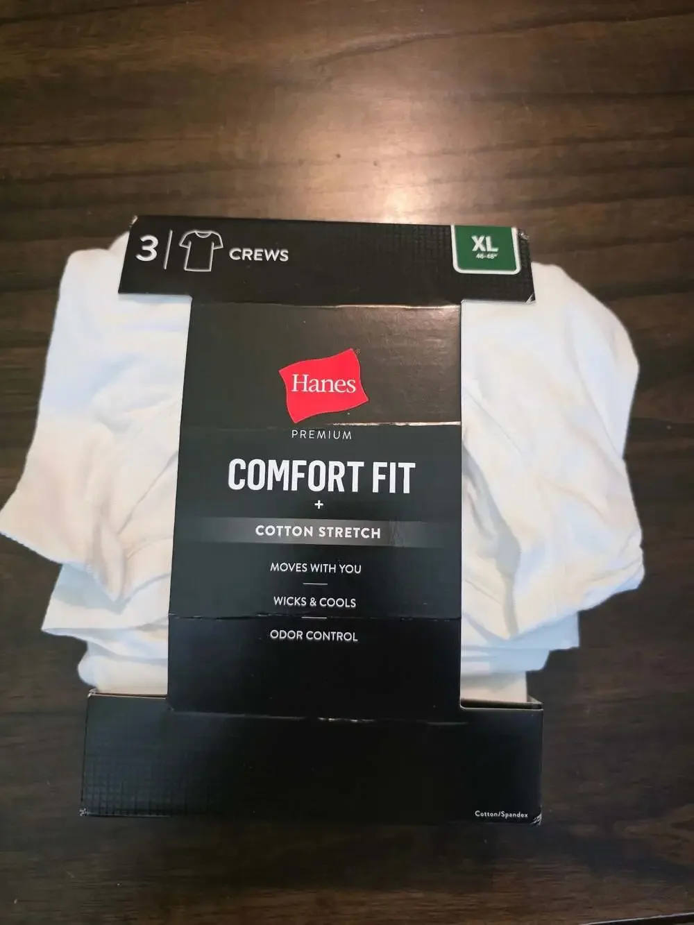Hanes Premium Comfort Fit Cotton Stretch Crew Neck T-Shirts 3-Pack White Size XL